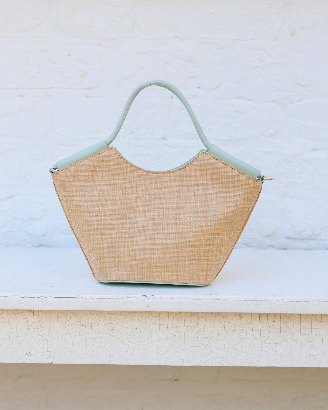 Caroline Hill Leland Mini Tote Natural Mint