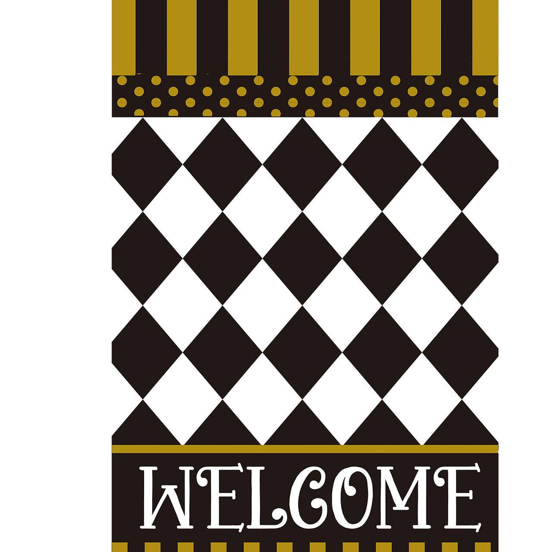 Briarwood Lane Black/White/Gold Checkerboard Garden Flag - 18" x 12.5"