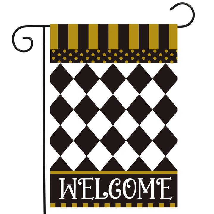 Briarwood Lane Black/White/Gold Checkerboard Garden Flag - 18" x 12.5"