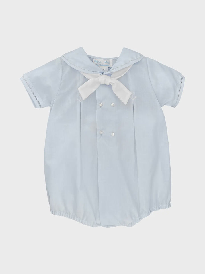 Light Blue Romper with Anchor Embroidery