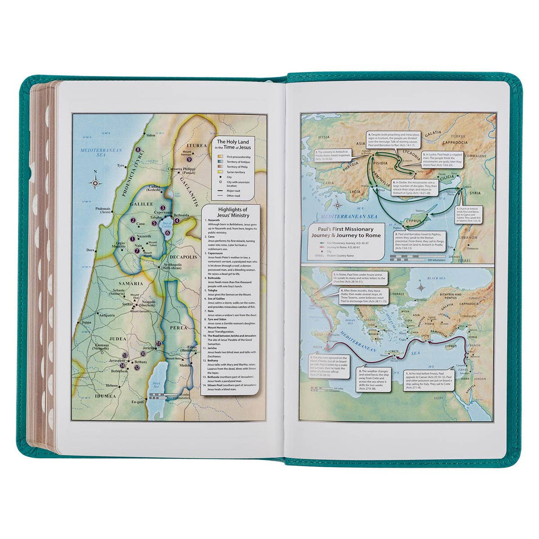 KJV Bible Giant Print Standard-size Faux Leather Teal Floral
