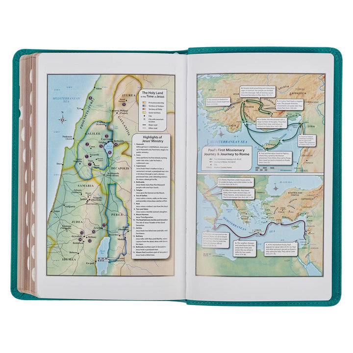 KJV Bible Giant Print Standard-size Faux Leather Teal Floral