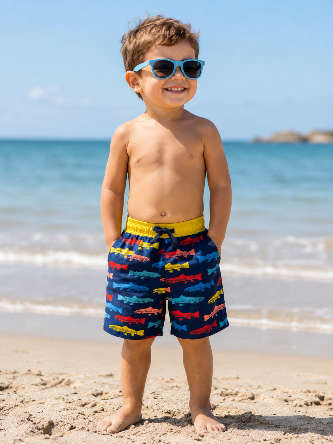 Mud Pie Fish Swim Trunks & Glasses