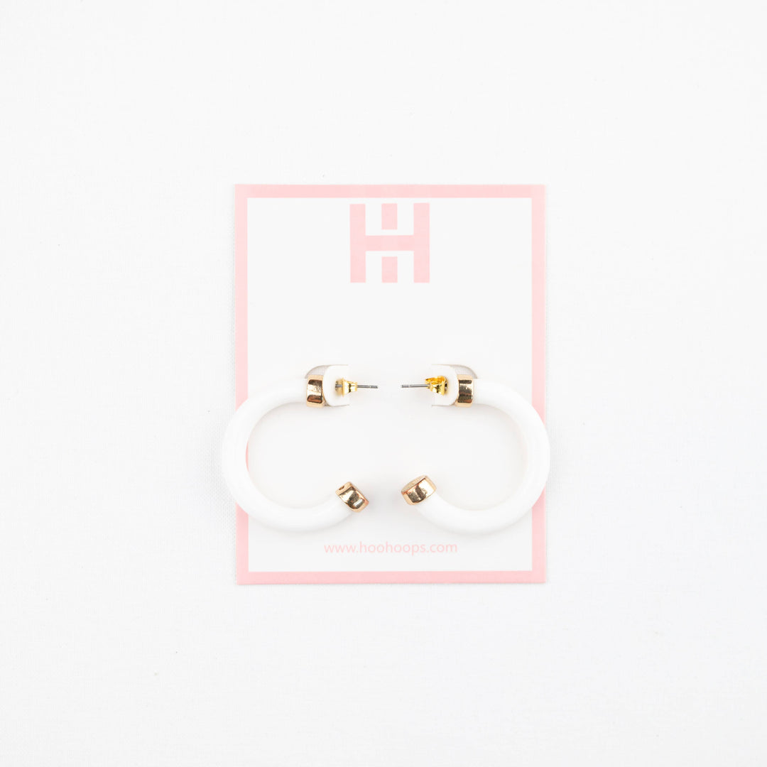 Hoo Hoops Lightweight Hypoallergenic Small Hoop Earrings - White