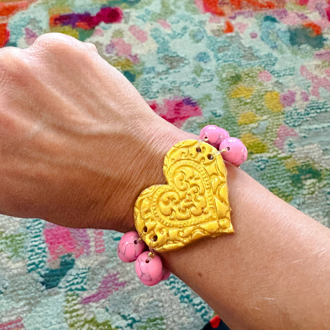 Hidden Truth Bright Pink Double Heart Bracelet