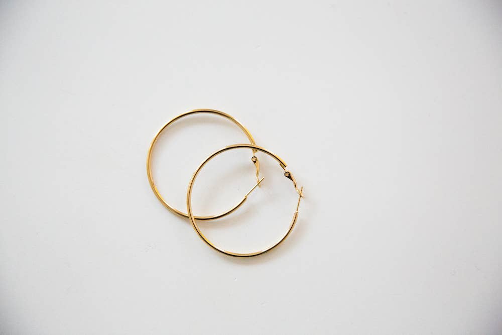 Waterproof Medium Skinny Hoop Earrings