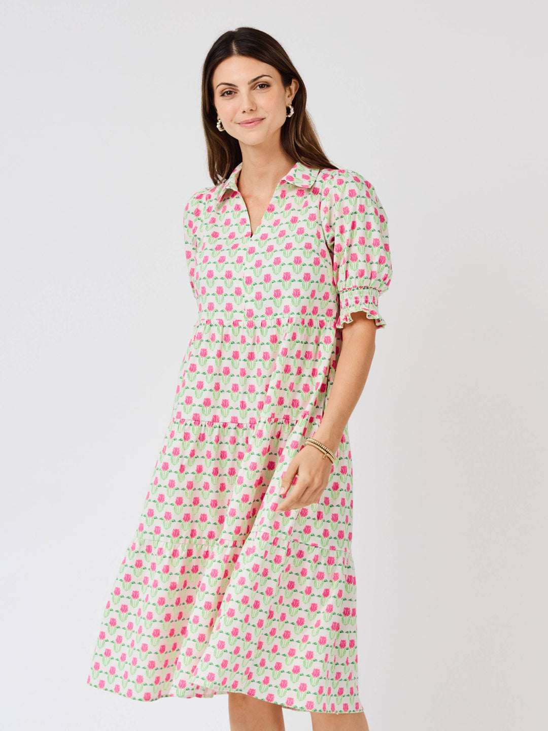 Mary Square Molly Dress | Floral Fanfare Green