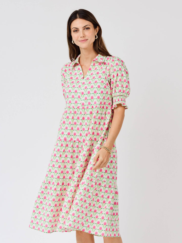 Mary Square Molly Dress | Floral Fanfare Green