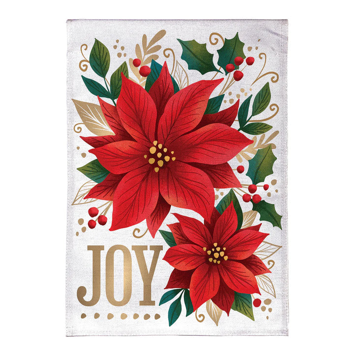 Evergreen Joy Poinsettia Burlap Garden Flag