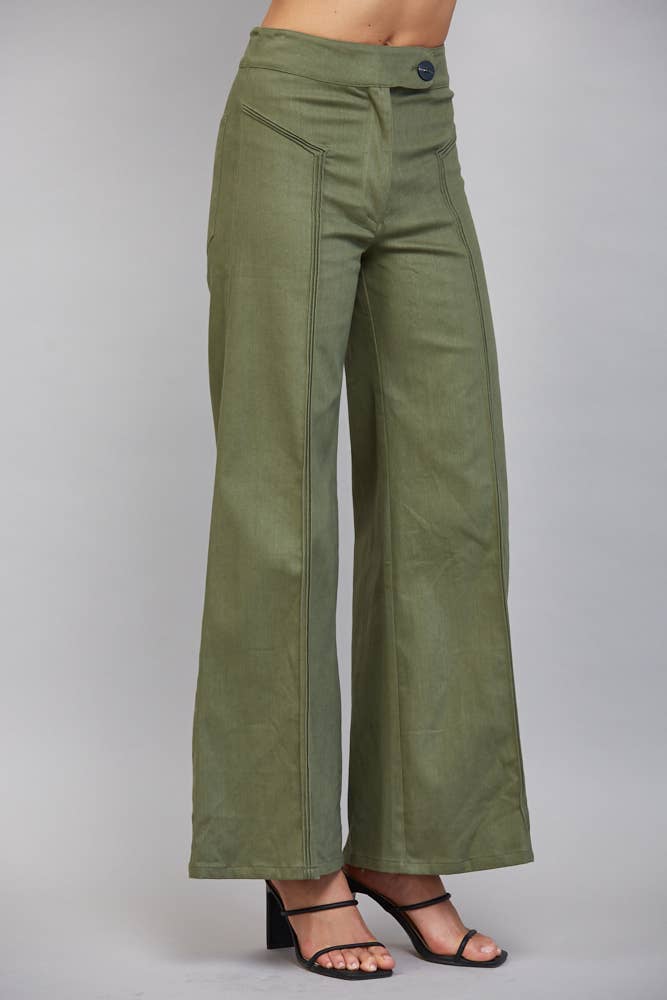 High Waisted Flare Pant with Decorative Seam