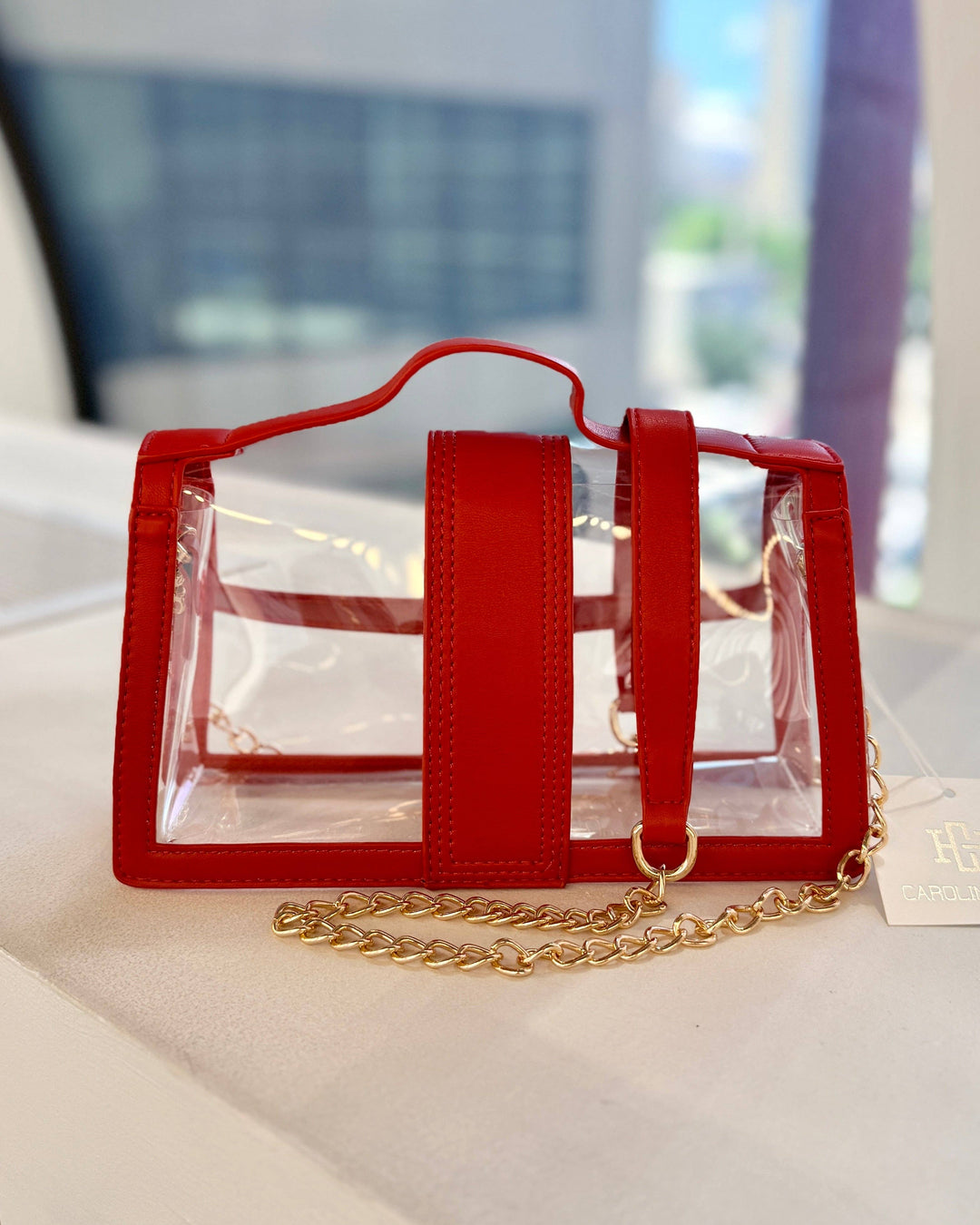 Caroline Hill Red Grace Clear Bag