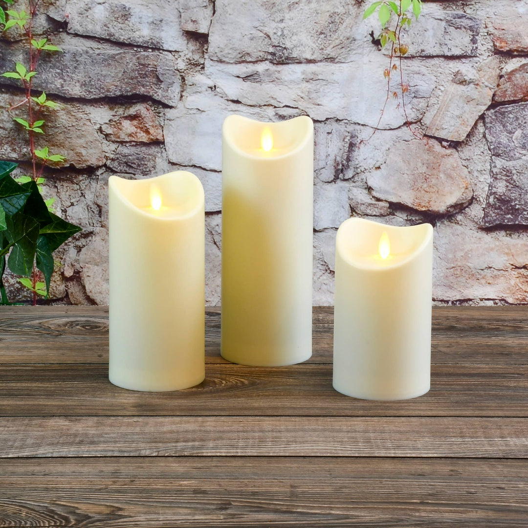 Battery Operated LED Candles With Moving Flame - Set of 3