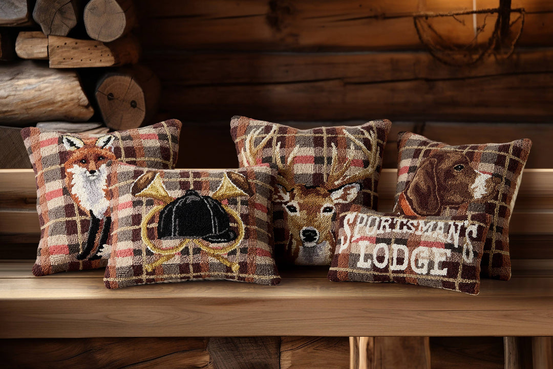 Peking Handicraft Fox Tartan Hook Pillow