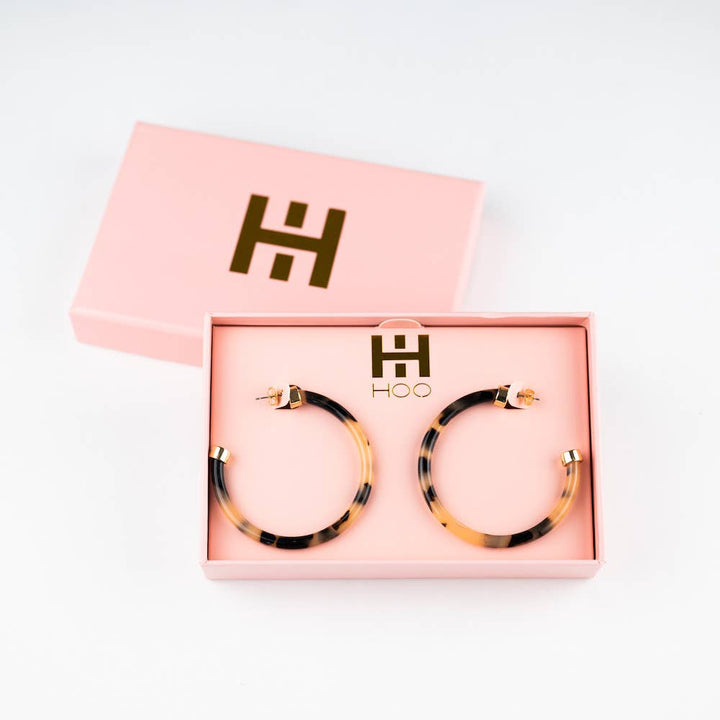Hoo Hoops Lightweight Large Hoop Earrings - Tortoise Shell