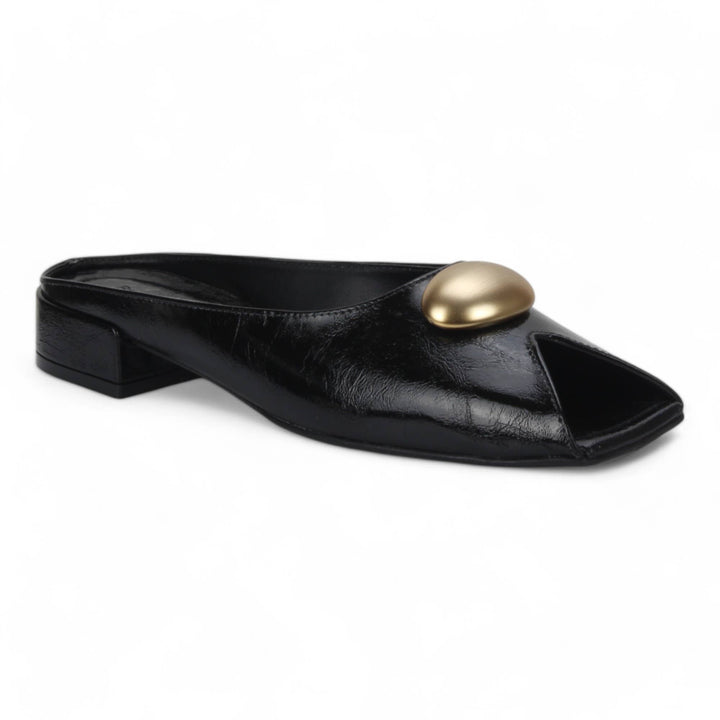Peep toe Mule Leather Black 4417-11169