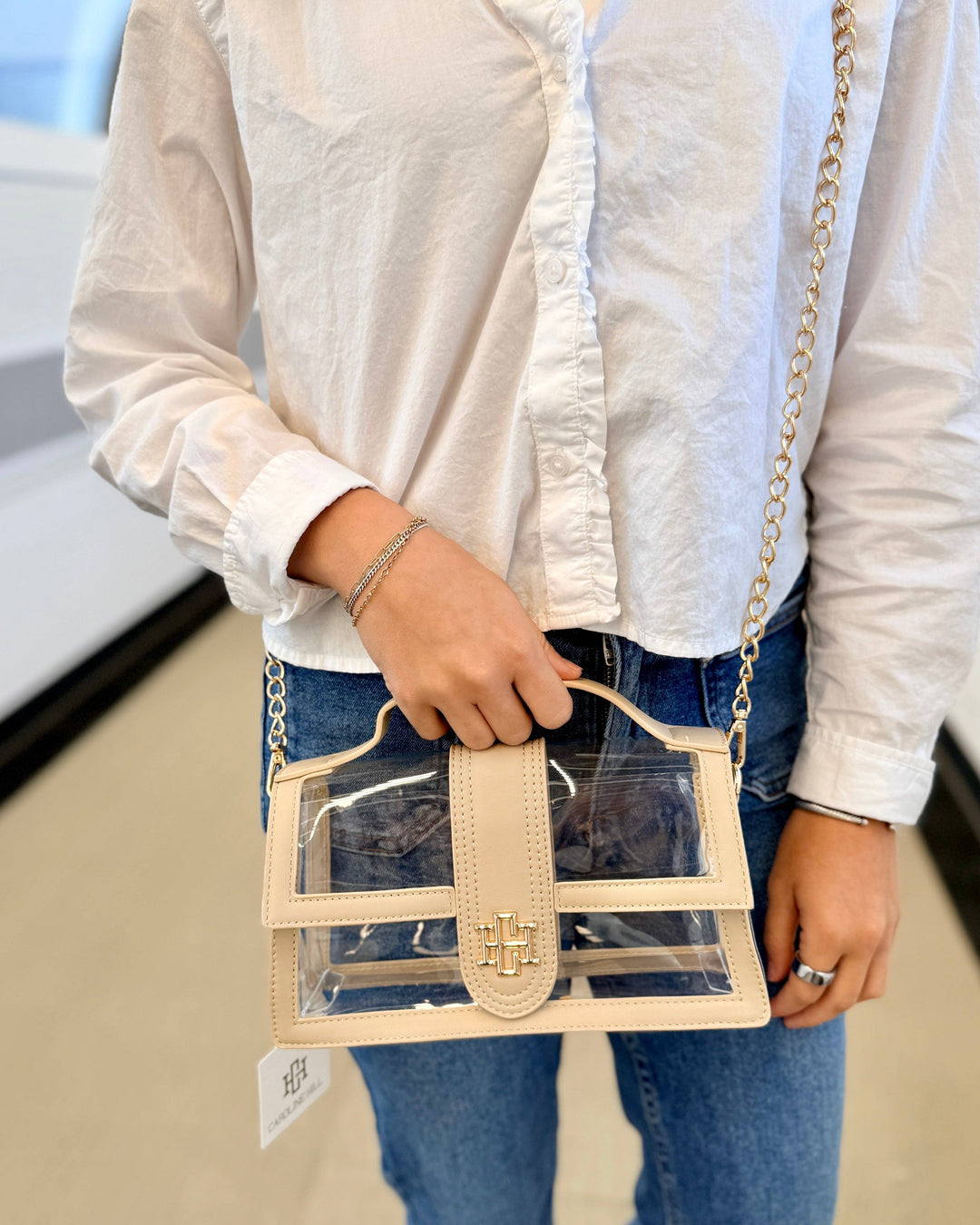 Caroline Hill Grace Clear Bag-Nude