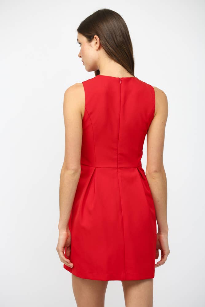 Fate Bow Tie Waist Dress- Red