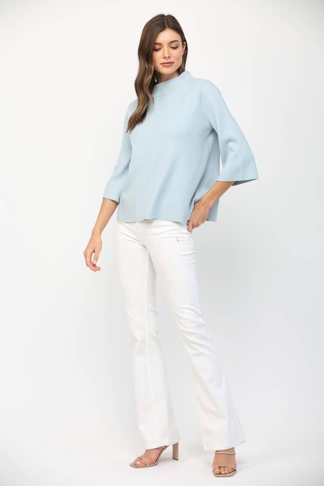 MOCK NECK PULLOVER SWEATER/BELL SLEEVE VA-35