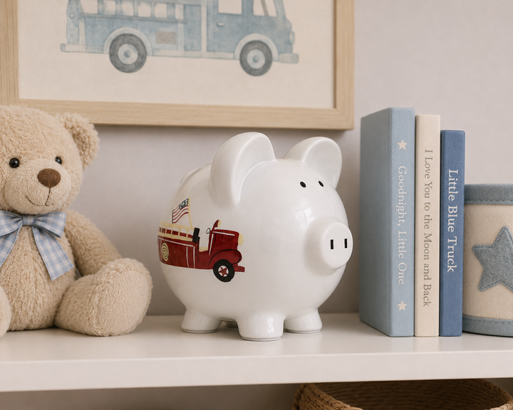 Child To Cherish Fire Truck Piggy Bank