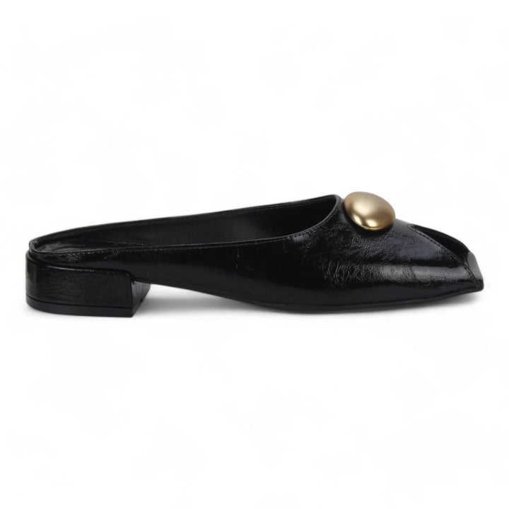 Peep toe Mule Leather Black 4417-11169