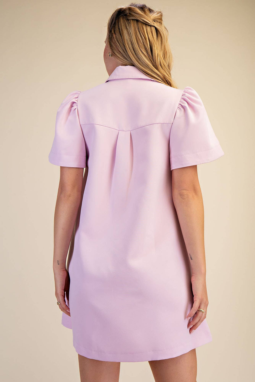 Glam Collar Neck Button Down Mini Dress