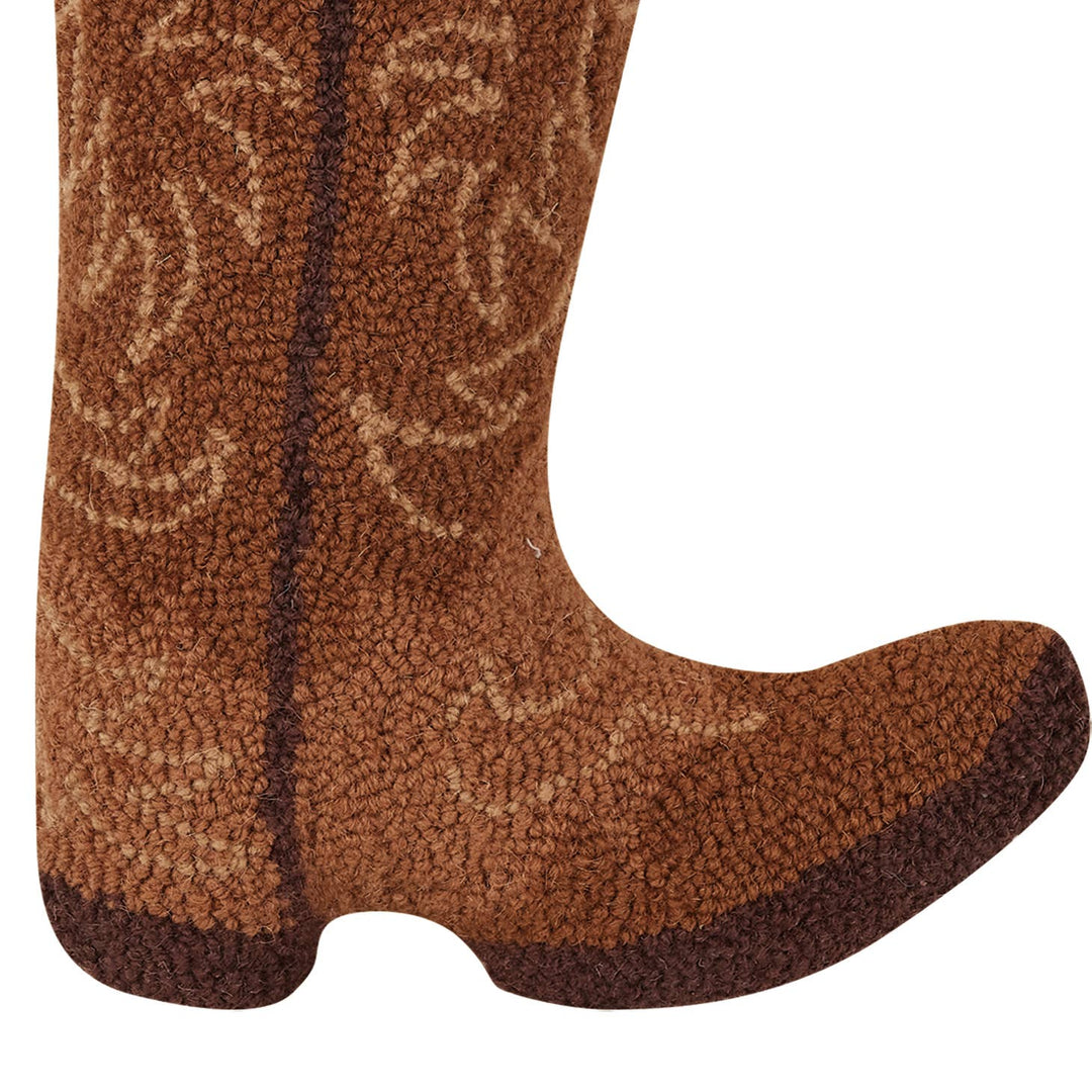 Peking Handicraft Brown Cowboy Boot Hook Pillow