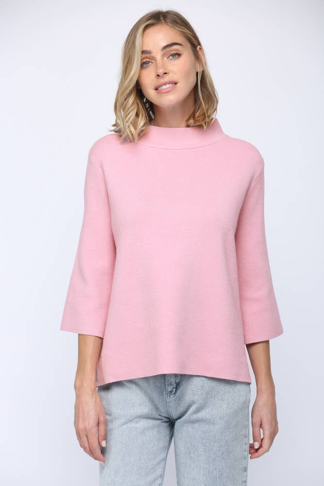 MOCK NECK PULL OVER SWEATER/BELL SLEEVE VA-35