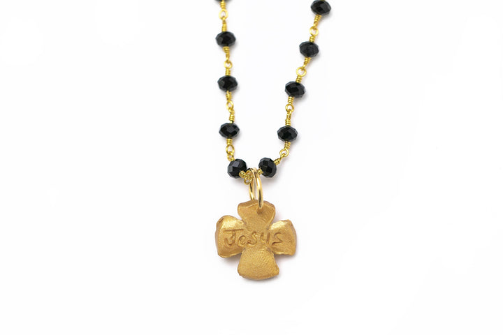 Hidden Truth Black Onyx chain with Julia Cross Necklace