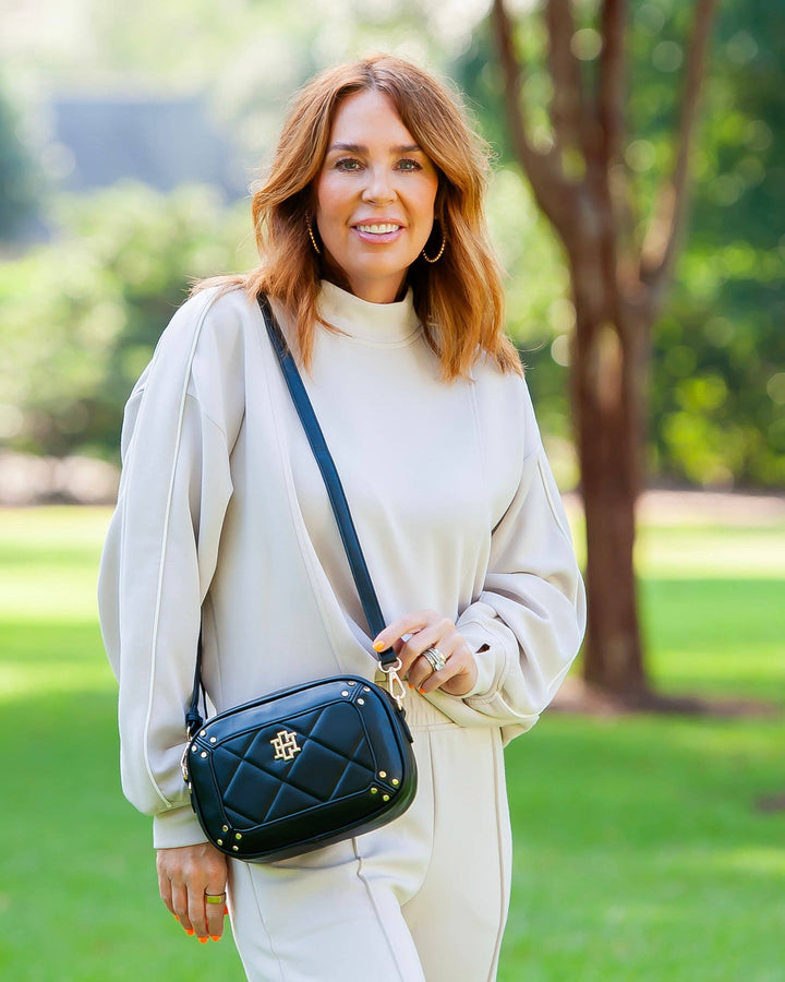 Caroline Hill Sloane Studded Crossbody Black LD