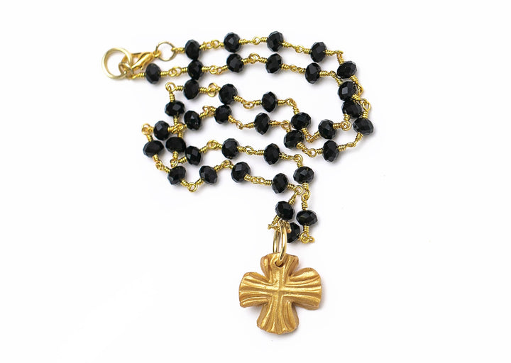 Hidden Truth Black Onyx chain with Julia Cross Necklace