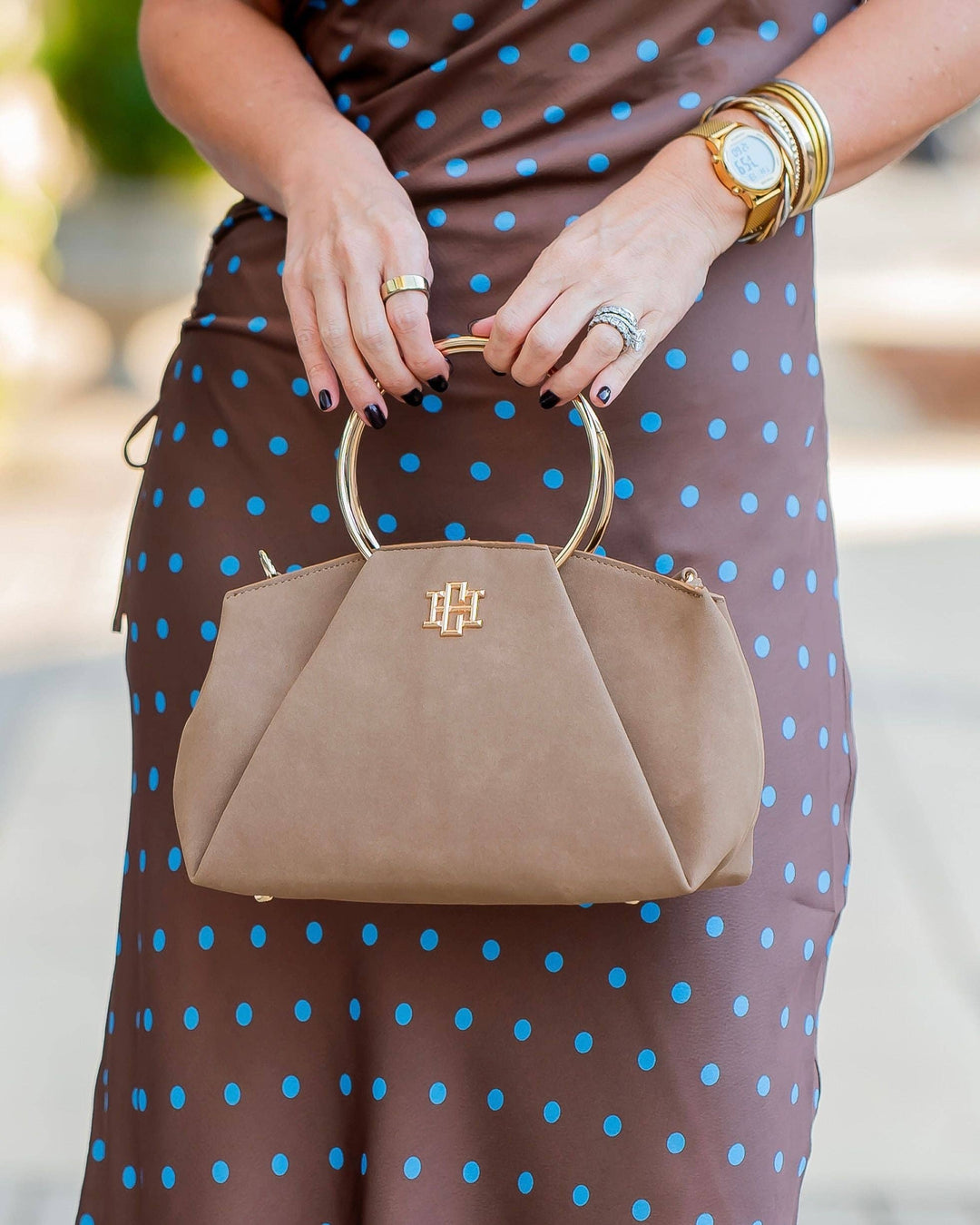 Caroline Hill Brooks Bag with Rings Latte S
