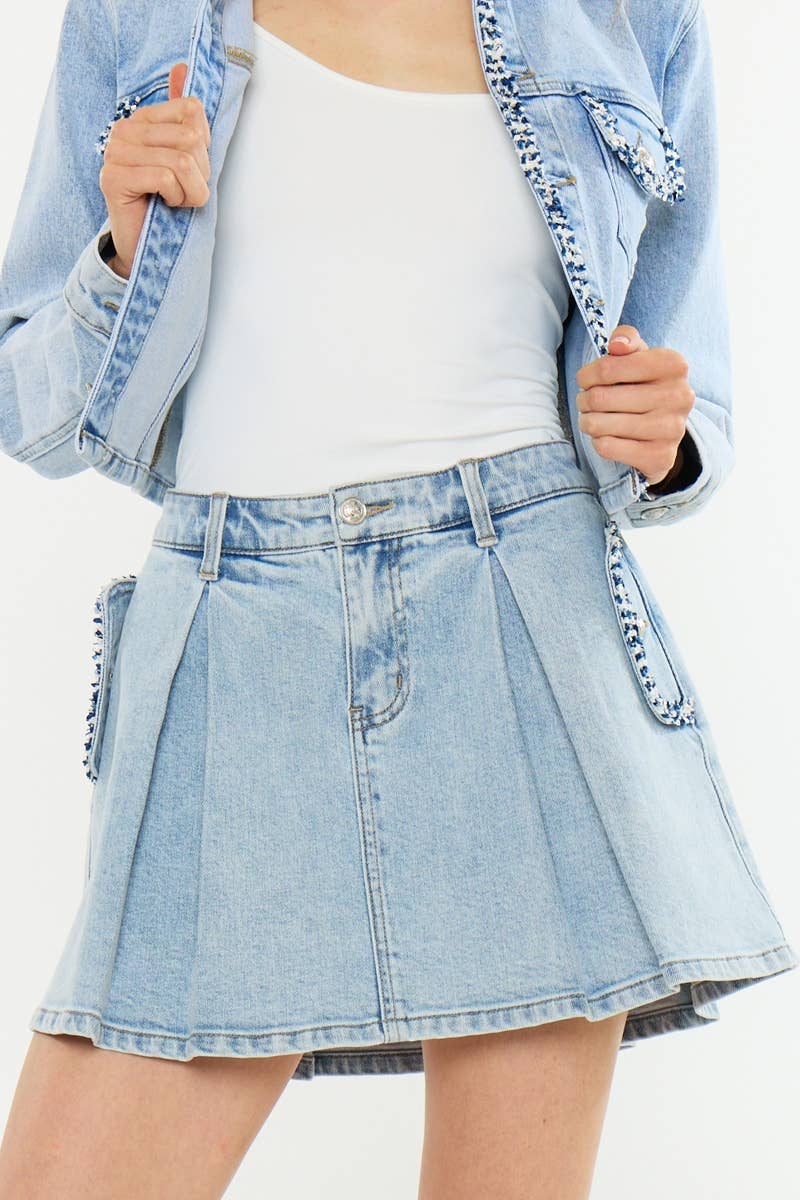 MID RISE BOUCLE TRIM MINI SKIRT-KC2244L