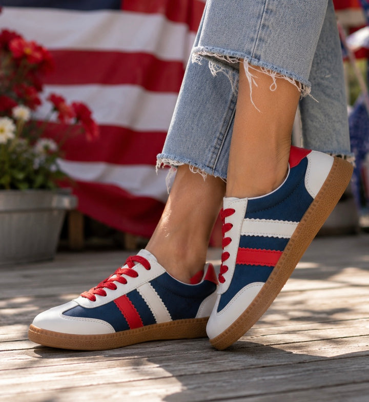 Corkys Red, White, and Blue Heads Up Sneaker