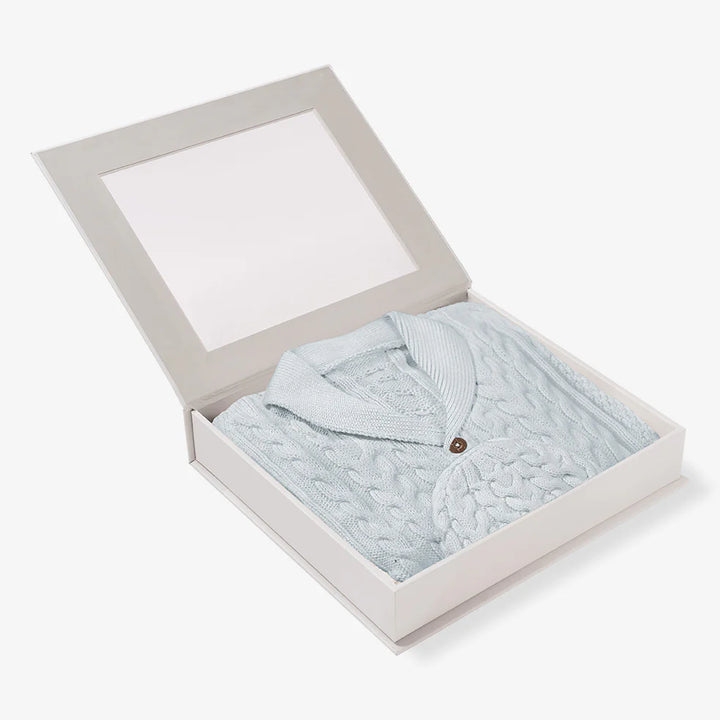 Elegant Baby Rainy Day Horseshoe Cable Knit Cardigan and Hat Baby Boxed Gift Set