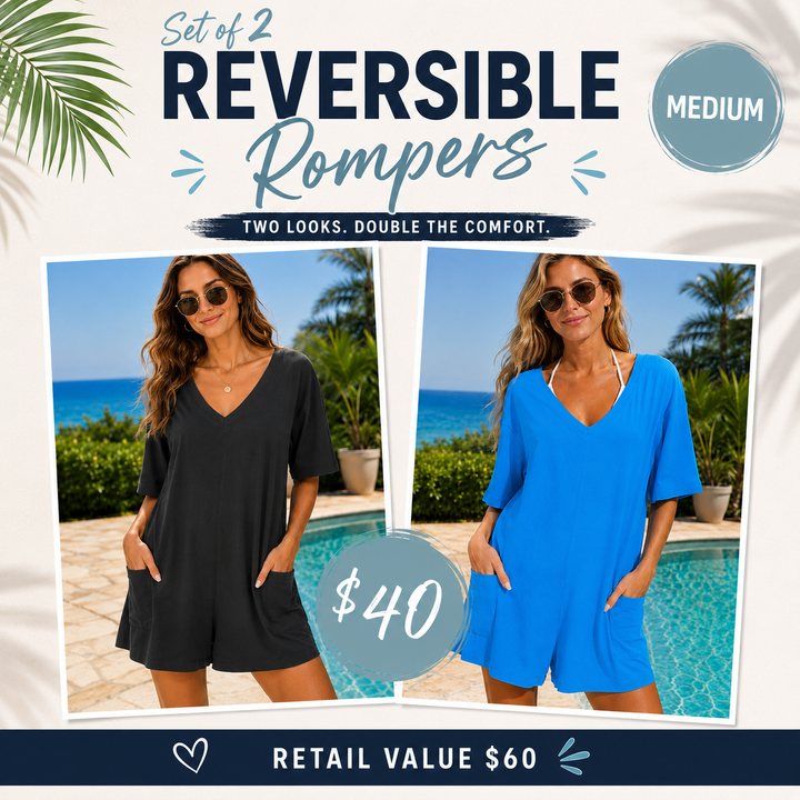 Set of 2 Size Medium Reversible Rompers