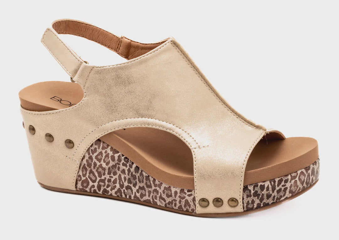 Corkys Gold Metallic Leopard Carley Wedge