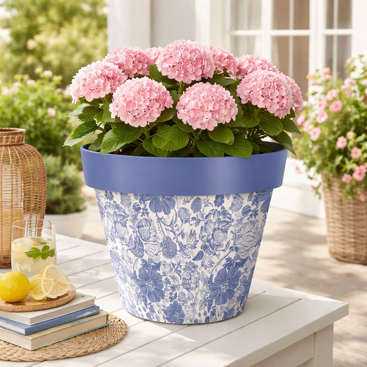 Briarwood Lane Blue and White Floral Large Planter - 15" x 15" x 14"
