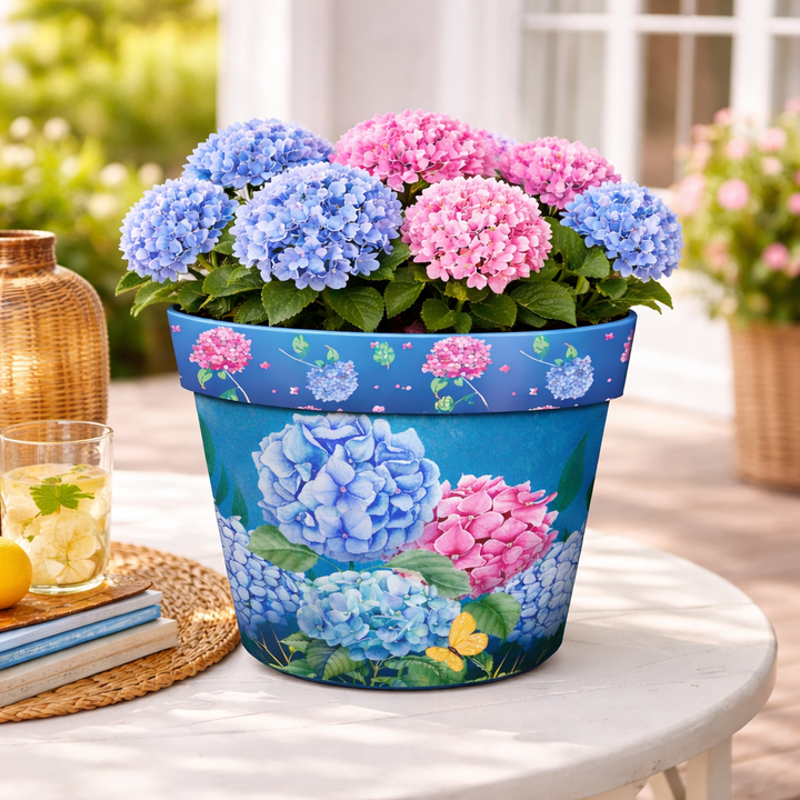 Briarwood Lane Colorful Hydrangeas Small Planter - 8.5" x 8.5" x 8.5"