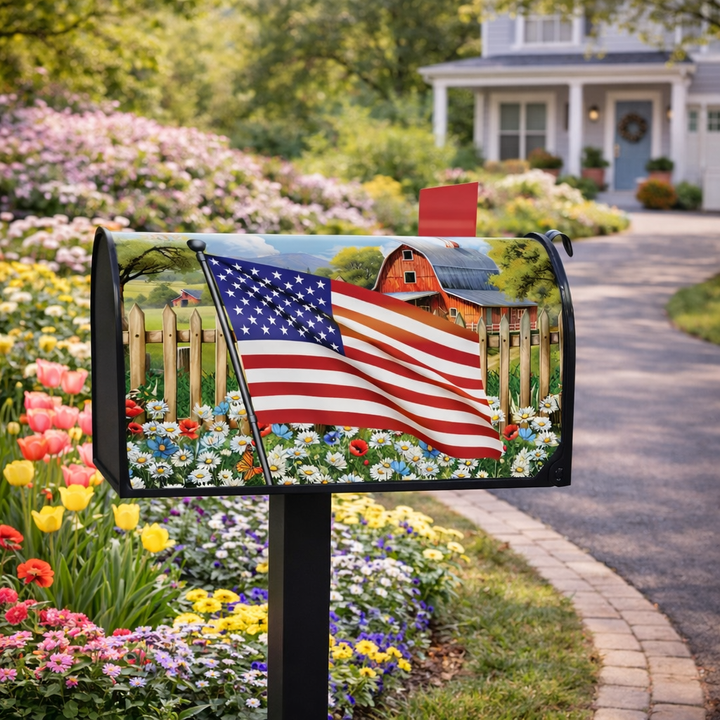 Briarwood Lane American Flower Field Mailbox Cover - 6.5"W x 19"L