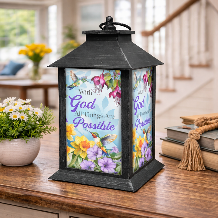Briarwood Lane With God All Things Are Possible Lantern - 13.5" x 5.5" x 5.5"
