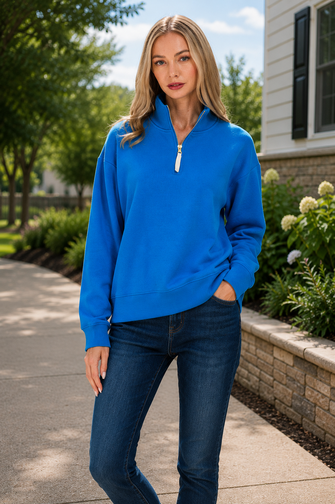 OceanRabbit Ocean Blue Quarter Zip Fleece Sweatshirt – Rebecca's of Clinton