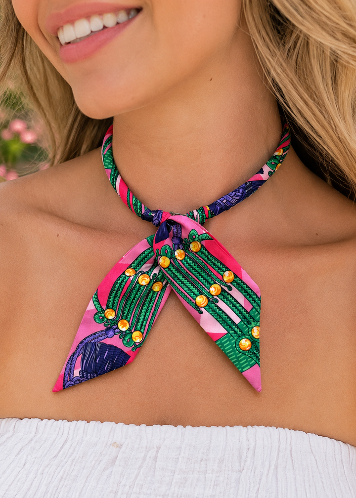 Scarf Collar Necklace with Magnetic Closure