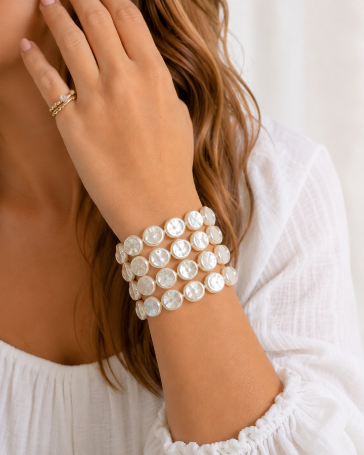 Pearl Coin 5 Bracelet Set