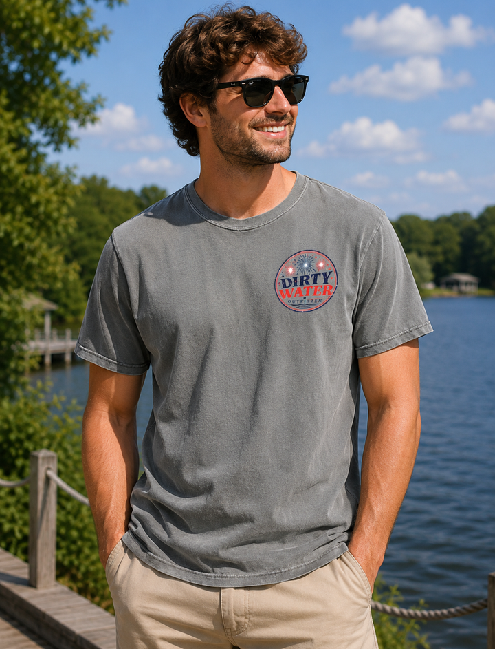 Dirty Water Outfitters Grey Patriot Boat Tee