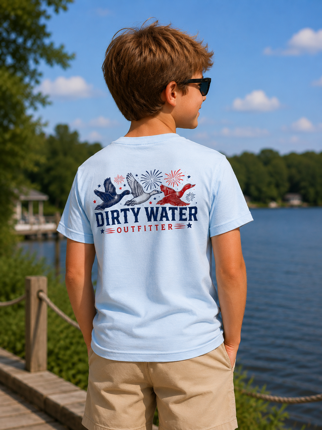 Dirty Water Outfitters Youth Light Blue Patriotic Duck Tee