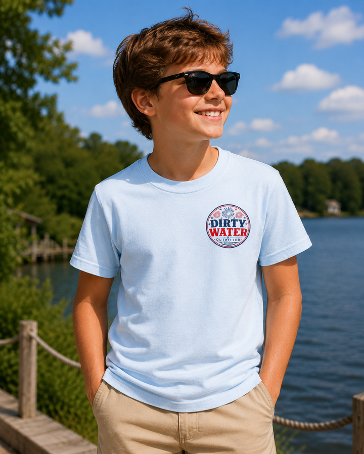 Dirty Water Outfitters Youth Light Blue Patriotic Duck Tee