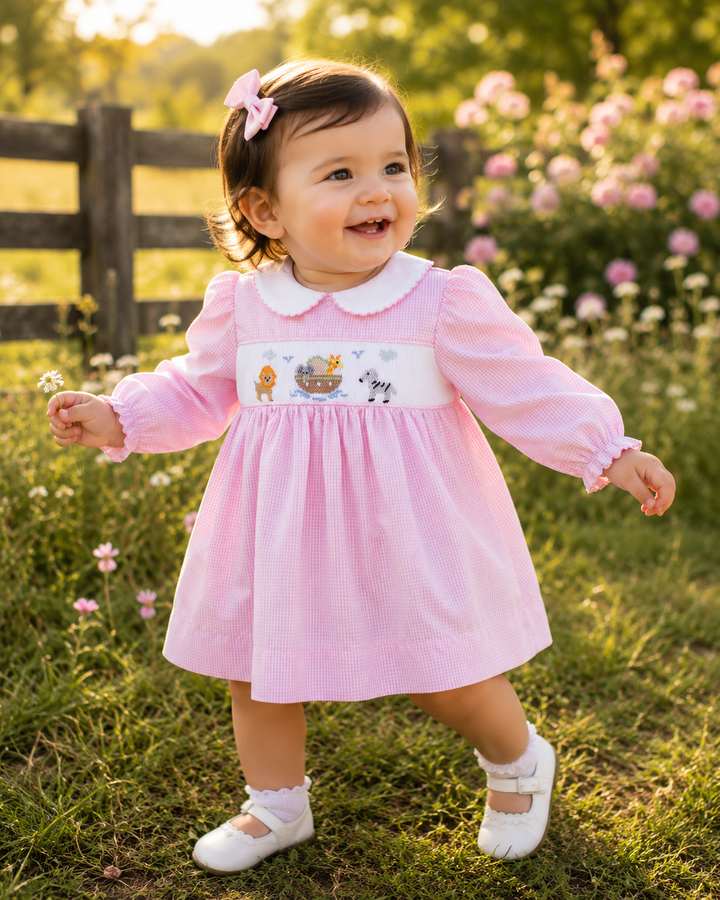 Noah's Ark Dress with Hand Picture Smocking
