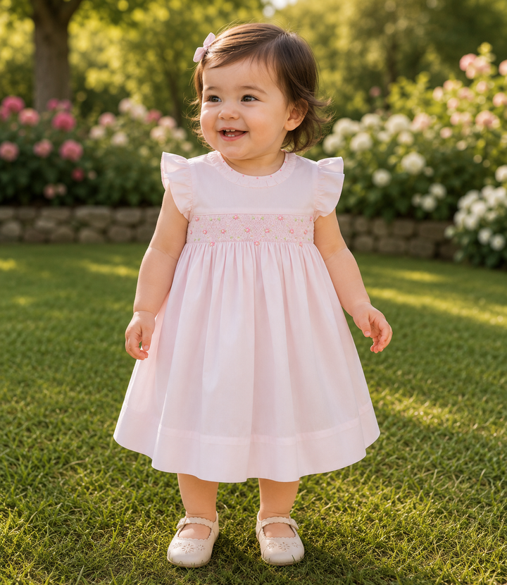 Pink Corded Smocked Heirloom Dress