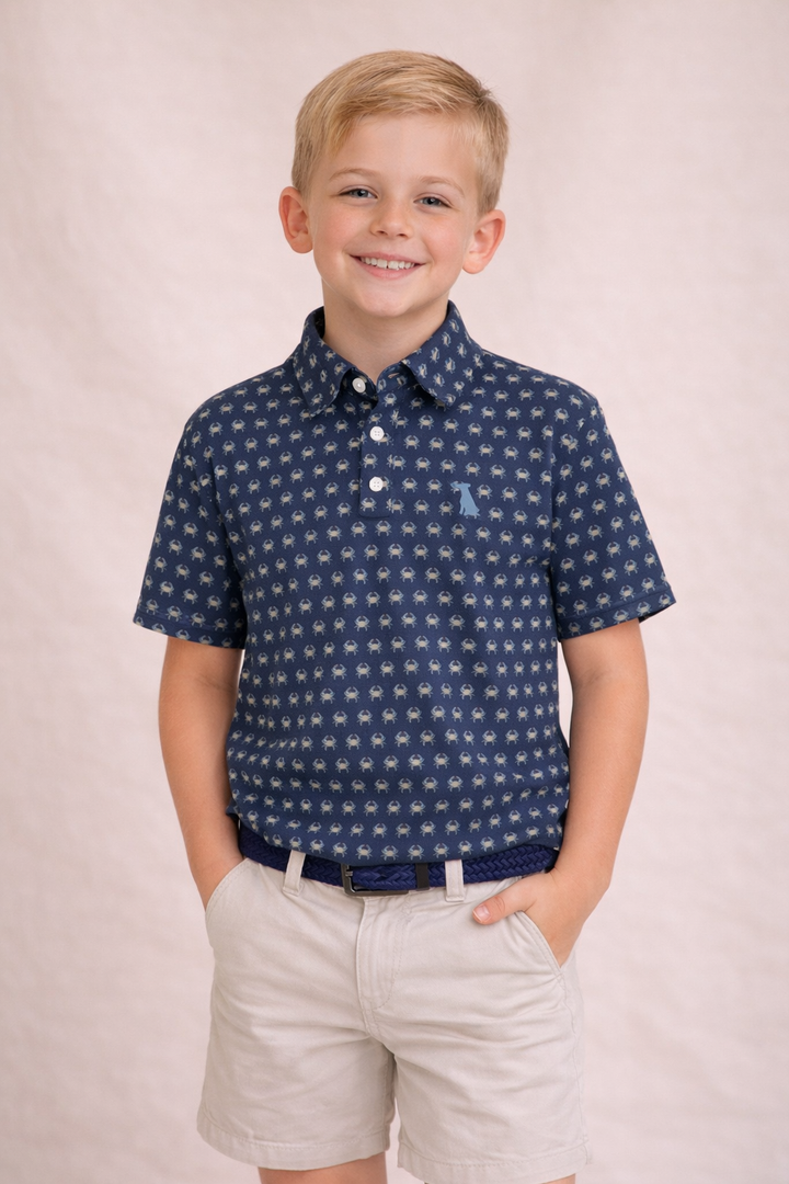 Local Boy Blue Crab Youth Dirty Myrtle Polo