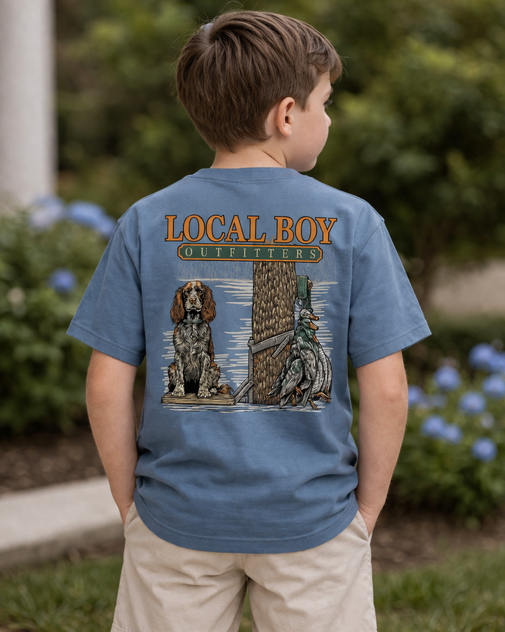 Local Boy Outfitters Slate Youth Spaniel Short Sleeve Tee